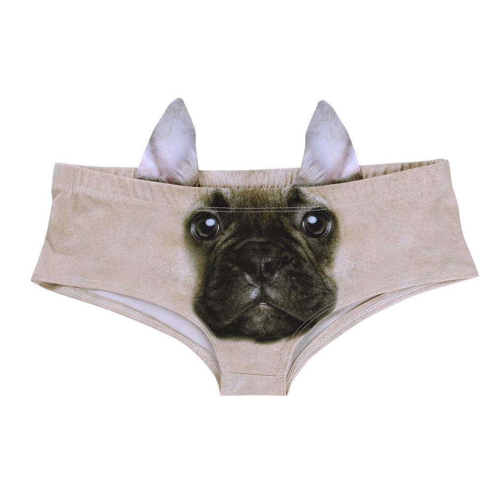 Hot Style Women&#39;s 3D Cartoon Animal Print Lingerie Sexy Low Waist Hipster Panties Cute Ear Briefs Underwear