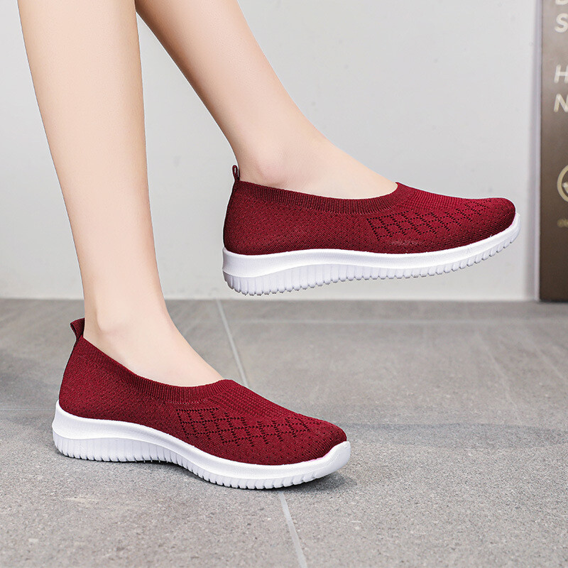 Hot sale one-step large size single shoes flat casual women&#39;s shoes breathable lightweight walking shoes