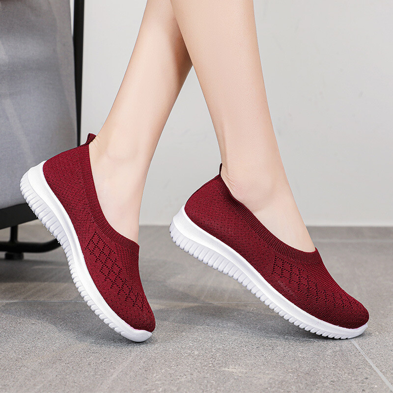 Hot sale one-step large size single shoes flat casual women&#39;s shoes breathable lightweight walking shoes