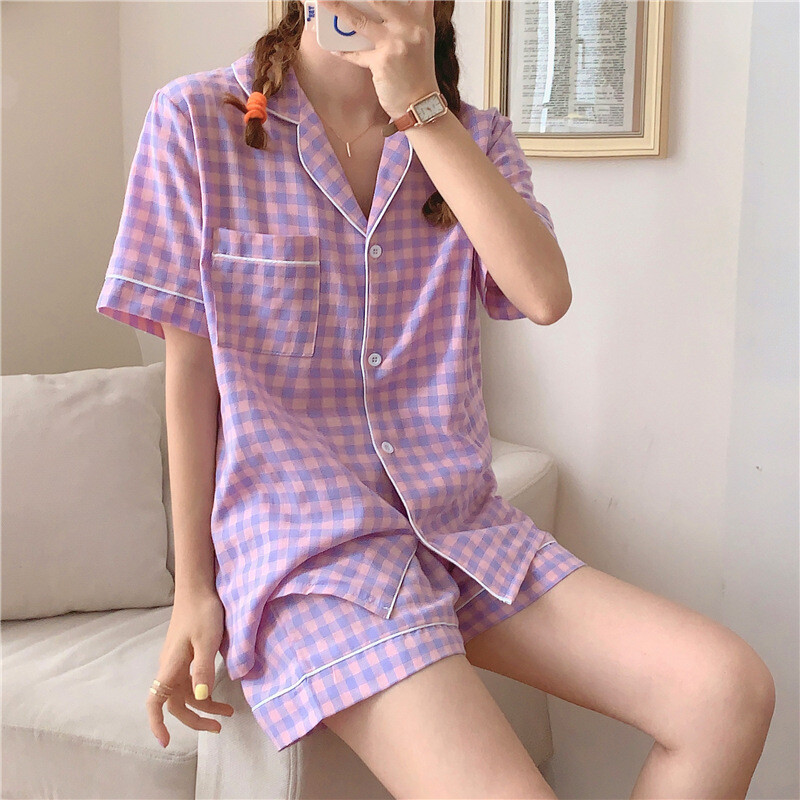 Women Sleepwear 2022 Korean Sleep Wear Baju Tidur Piyama Pijama Baratas Home Clothes Two Piece Short Set Summer Pyjama For Lady