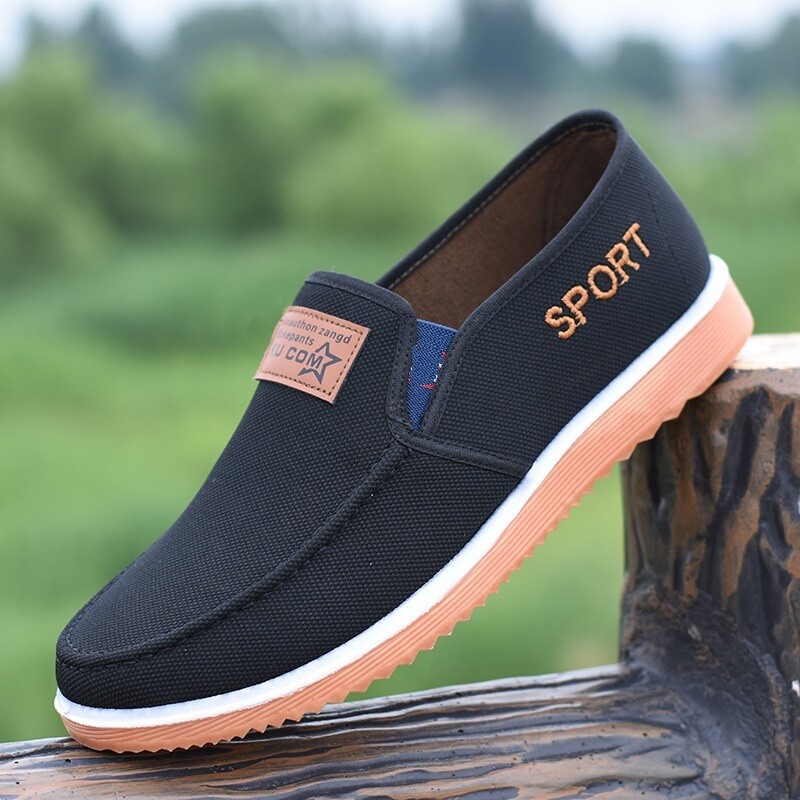 Gum sole Men&#39;s Slip on Cloth Shoes Canvas Loafers Flat Comfort Casual Shoes Lightweight Boat Shoes for men fashion sneakers