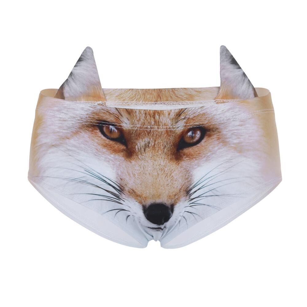 Hot Style Women&#39;s 3D Cartoon Animal Print Lingerie Sexy Low Waist Hipster Panties Cute Ear Briefs Underwear