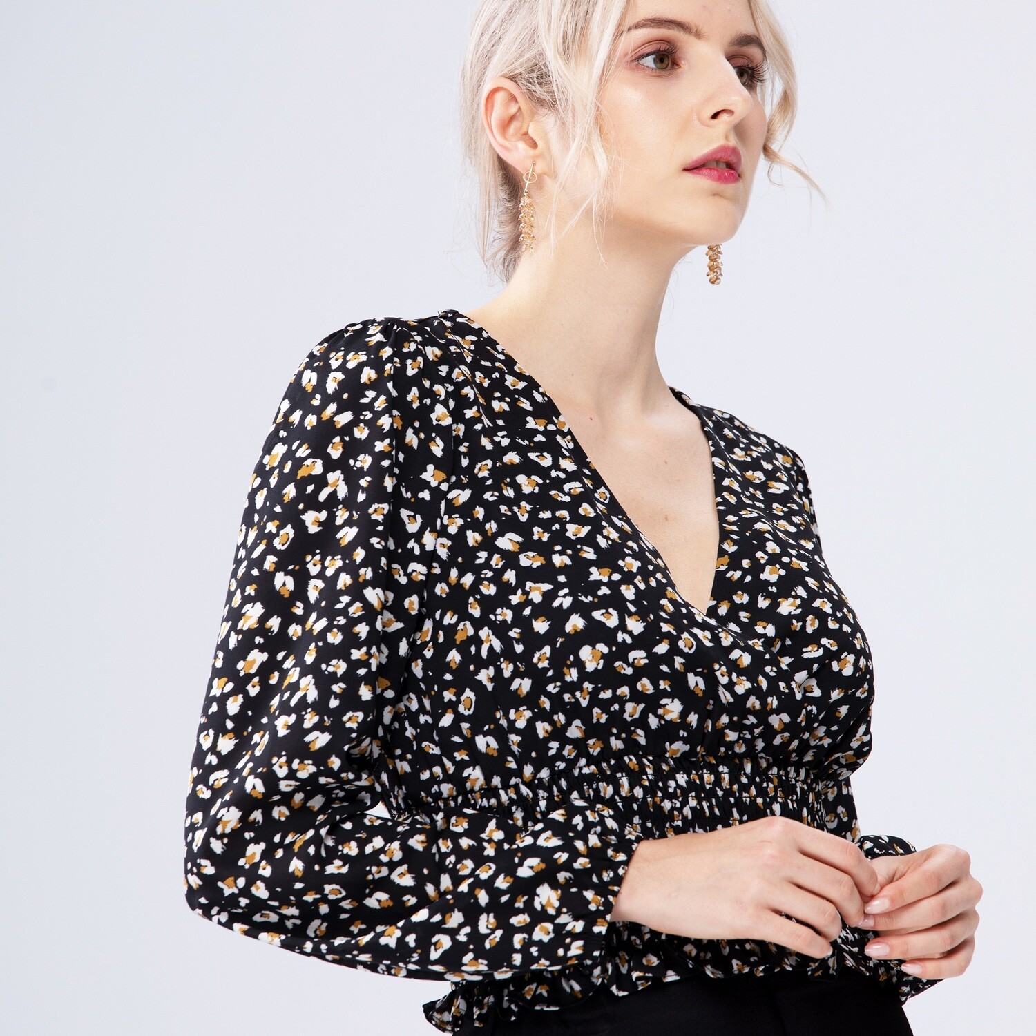 Women Fashion Ladies Elegant Casual Spring Long Sleeve Chiffon V Neck Fall 2021 Women Clothes Crop Tops Blouses