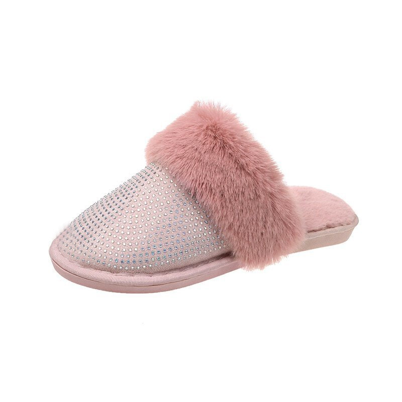 Women Diamond Slippers Ladies Warm Slide House Faux Fur Slippers ,Women&#39;S Winter Slippers and Bedroom Pajama Sets