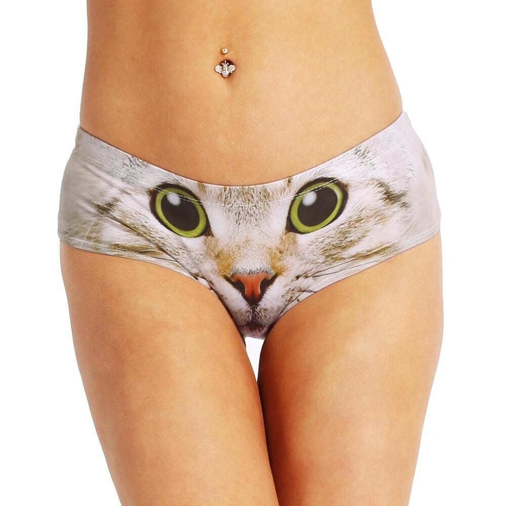 Hot Style Women&#39;s 3D Cartoon Animal Print Lingerie Sexy Low Waist Hipster Panties Cute Ear Briefs Underwear