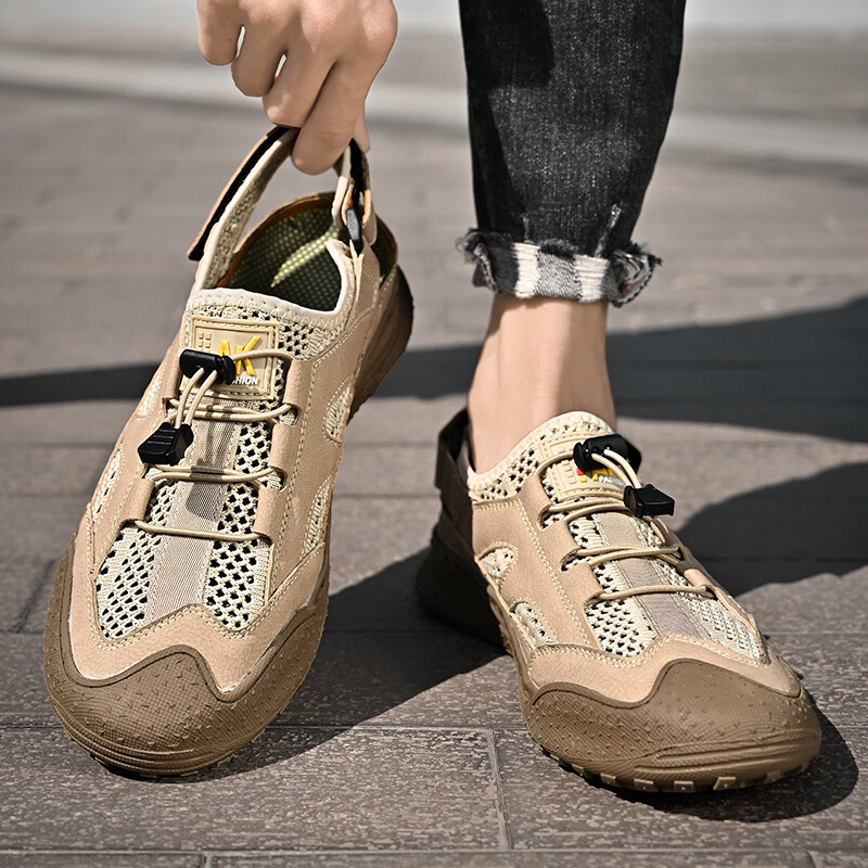 Fashion Men Leather Loafers High Quality Slip Mesh Leather Comfortable Soft Lightweight Casual Walking Shoes