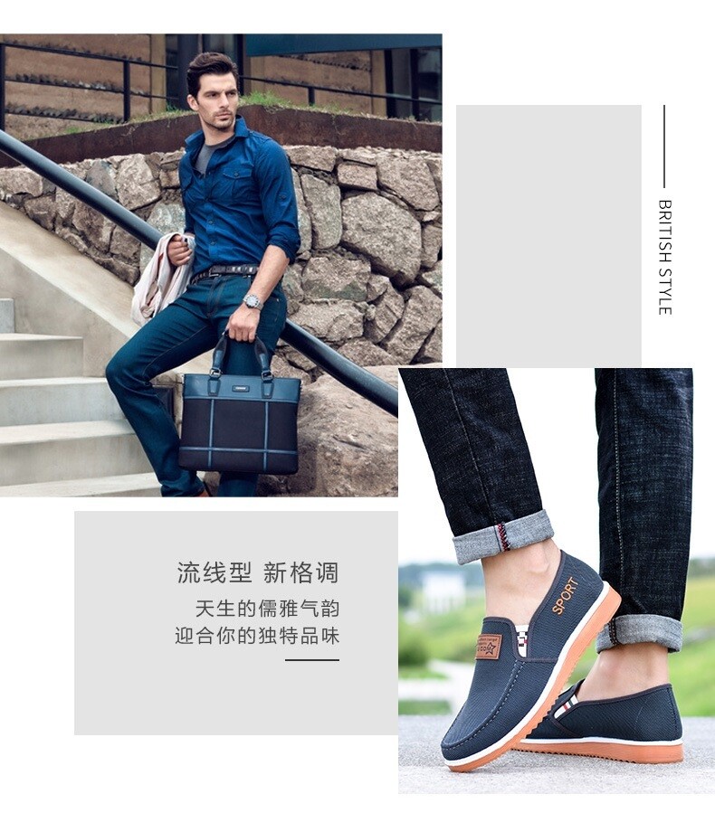 Gum sole Men&#39;s Slip on Cloth Shoes Canvas Loafers Flat Comfort Casual Shoes Lightweight Boat Shoes for men fashion sneakers