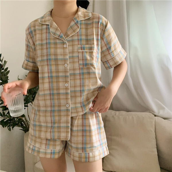 Women Sleepwear 2022 Korean Sleep Wear Baju Tidur Piyama Pijama Baratas Home Clothes Two Piece Short Set Summer Pyjama For Lady