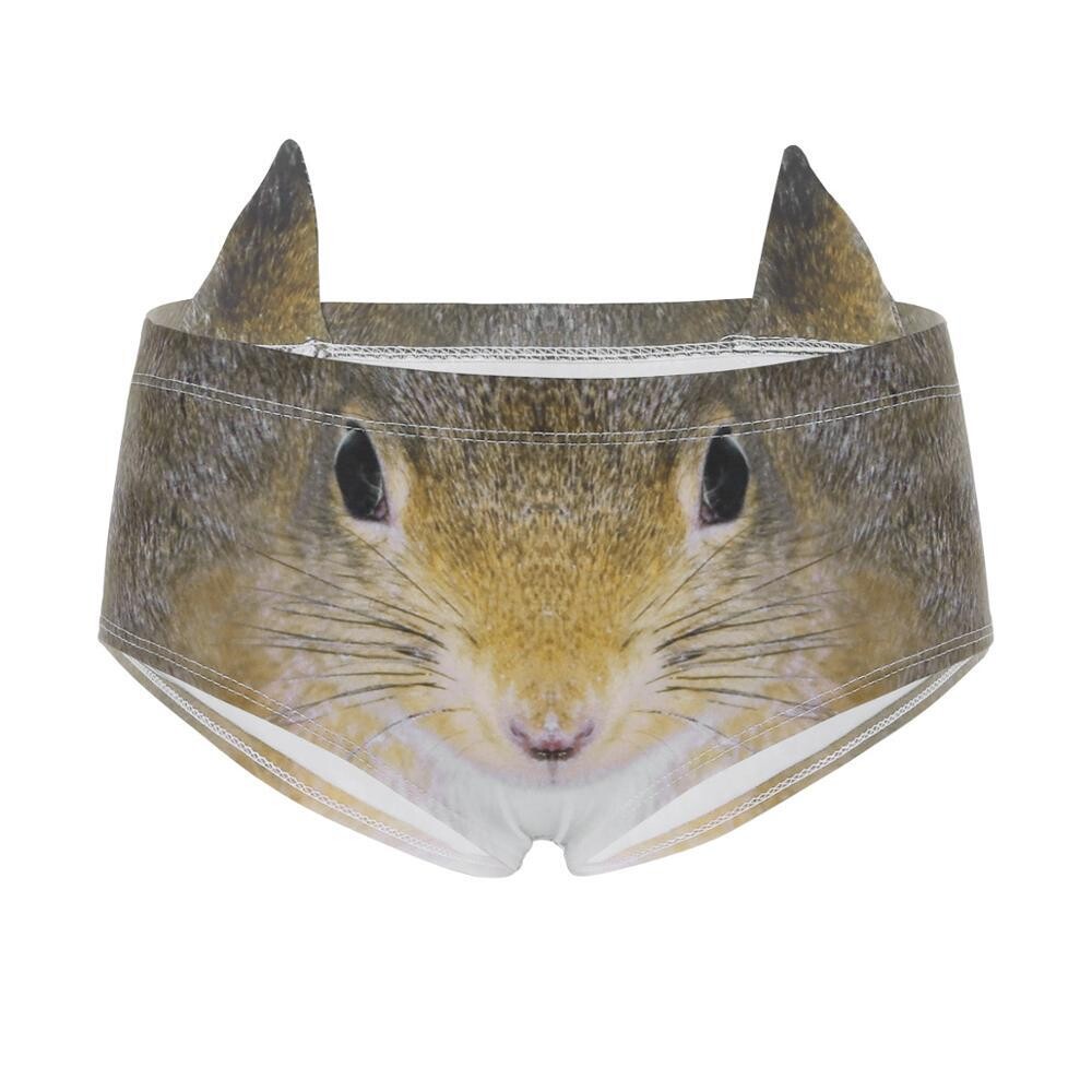 Hot Style Women&#39;s 3D Cartoon Animal Print Lingerie Sexy Low Waist Hipster Panties Cute Ear Briefs Underwear
