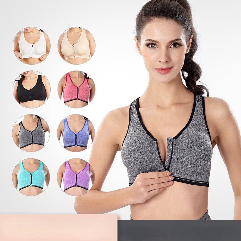 Women Yoga Underwear Padded Crop Tops Underwear Gym Top Yoga Sport Bra Zip Breathable Fitness Running Vest Yoga Bras Sports Type