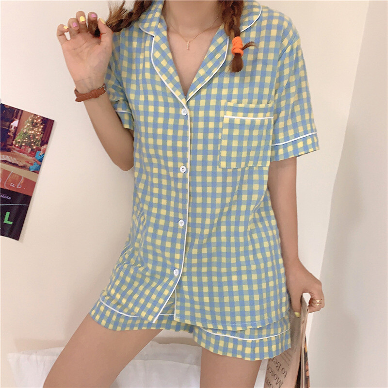 Women Sleepwear 2022 Korean Sleep Wear Baju Tidur Piyama Pijama Baratas Home Clothes Two Piece Short Set Summer Pyjama For Lady