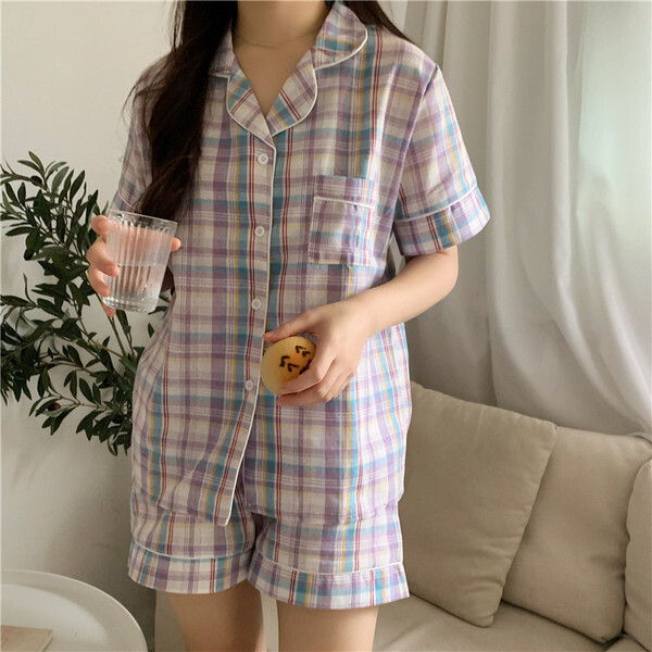 Women Sleepwear 2022 Korean Sleep Wear Baju Tidur Piyama Pijama Baratas Home Clothes Two Piece Short Set Summer Pyjama For Lady