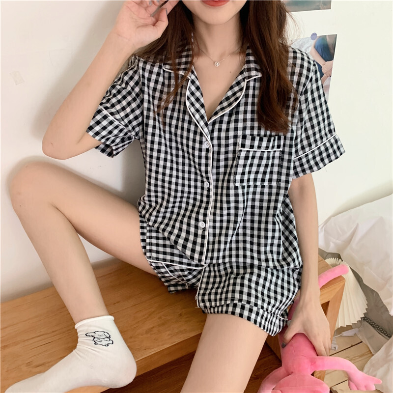 Women Sleepwear 2022 Korean Sleep Wear Baju Tidur Piyama Pijama Baratas Home Clothes Two Piece Short Set Summer Pyjama For Lady