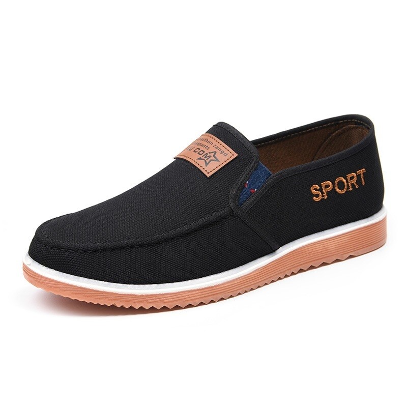 Gum sole Men&#39;s Slip on Cloth Shoes Canvas Loafers Flat Comfort Casual Shoes Lightweight Boat Shoes for men fashion sneakers