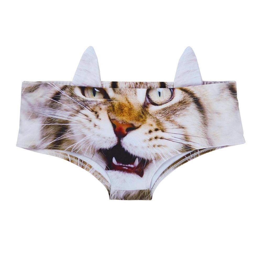 Hot Style Women&#39;s 3D Cartoon Animal Print Lingerie Sexy Low Waist Hipster Panties Cute Ear Briefs Underwear