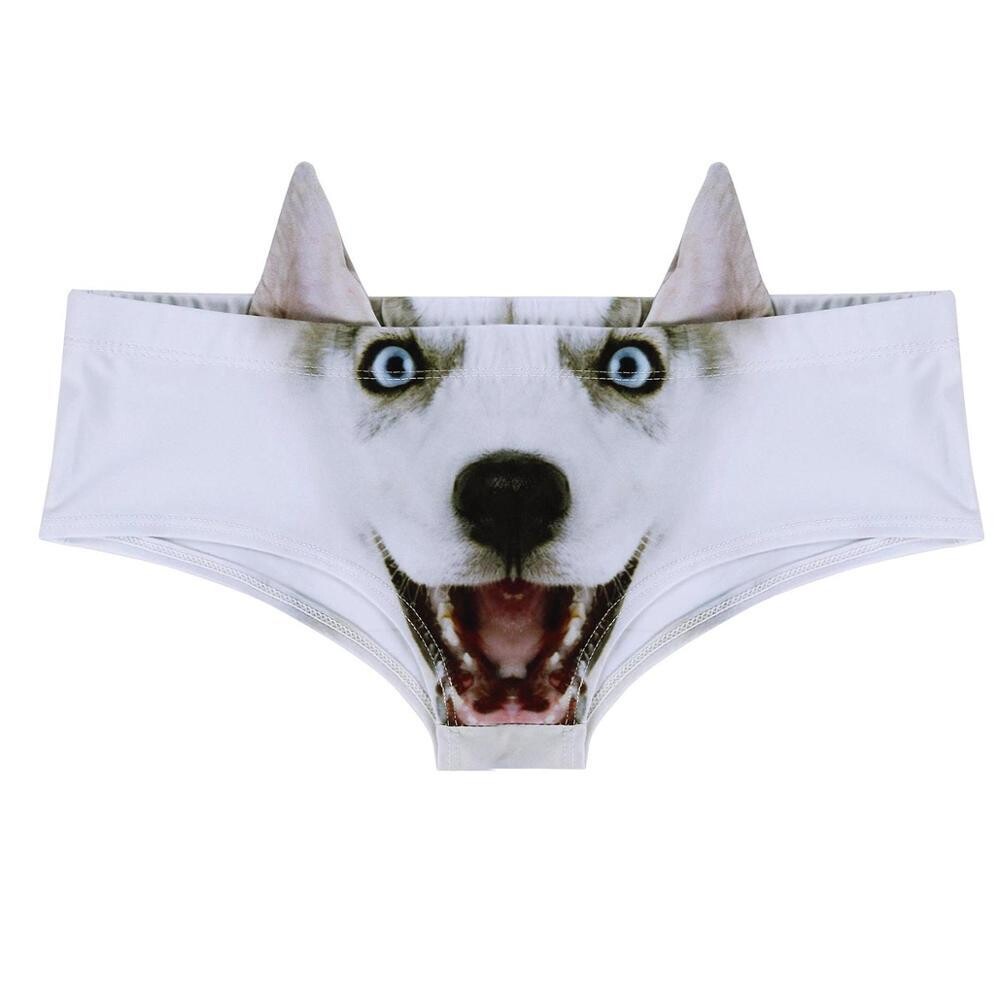 Hot Style Women&#39;s 3D Cartoon Animal Print Lingerie Sexy Low Waist Hipster Panties Cute Ear Briefs Underwear