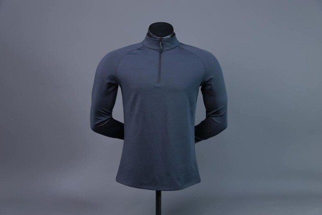 High Quality Active Wear Quater Zip Up Sweatshirts Running Men&#39;s T-shirts Workout Sportswear Long Sleeve Tight Gym T Shirt