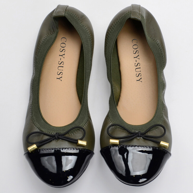 Good Quality Beautiful Ladies Shoes Elastic Flat Pump Shoes Textile Lining Material Ladies PU Customized Logo Solid Support TPR