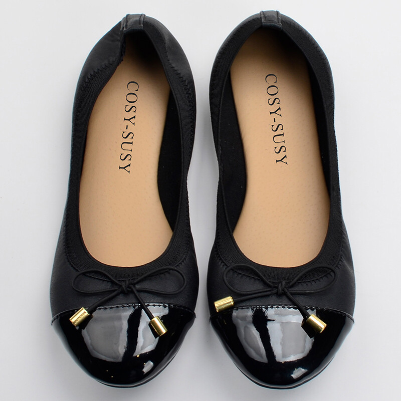 Good Quality Beautiful Ladies Shoes Elastic Flat Pump Shoes Textile Lining Material Ladies PU Customized Logo Solid Support TPR