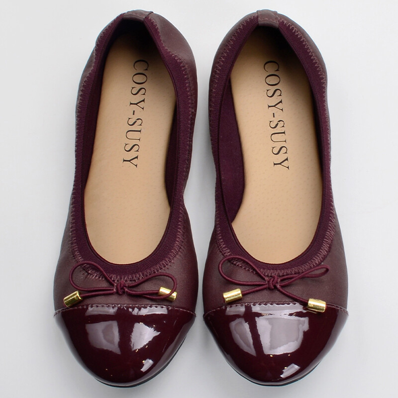 Good Quality Beautiful Ladies Shoes Elastic Flat Pump Shoes Textile Lining Material Ladies PU Customized Logo Solid Support TPR