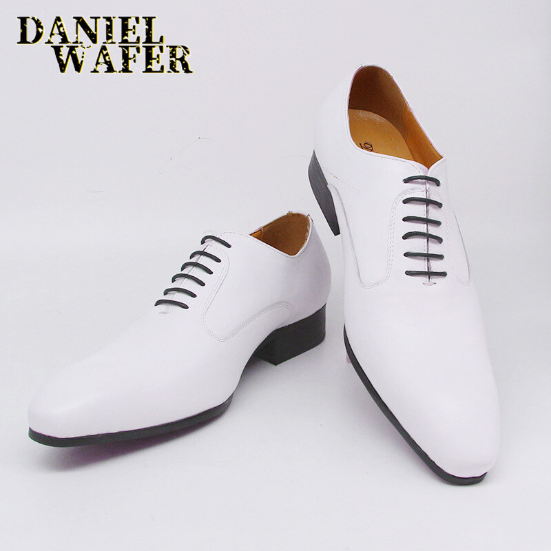 Genuine Leather Plain Toe Office Shoes Black Men Formal Oxford Dress Shoes