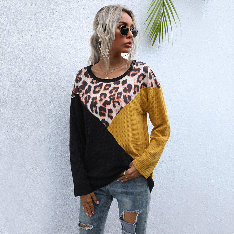 New arrival sweatshirt pullover womens leopard graphic velour sweatshirt