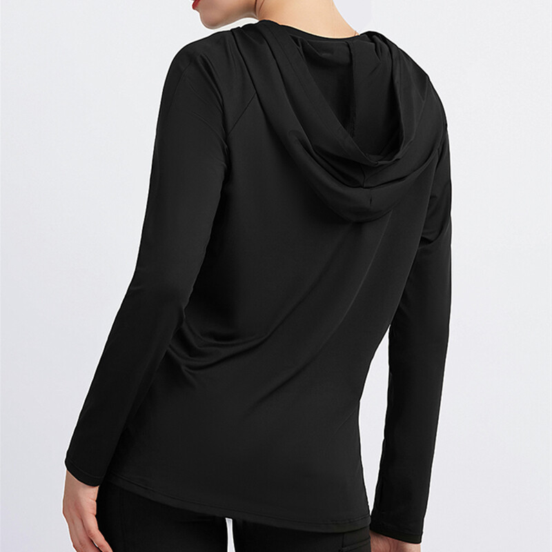 Women Loose Fitness Clothing Breathable Long Sleeved Hooded Sweatshirt Training Running T-shirt Female Gym Yoga Shirt Sports Top