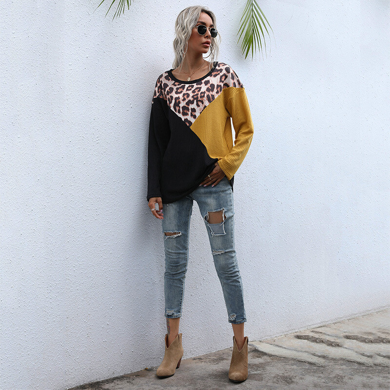 New arrival sweatshirt pullover womens leopard graphic velour sweatshirt