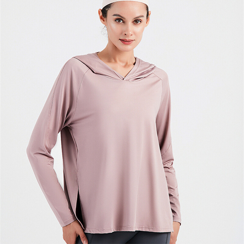 Women Loose Fitness Clothing Breathable Long Sleeved Hooded Sweatshirt Training Running T-shirt Female Gym Yoga Shirt Sports Top