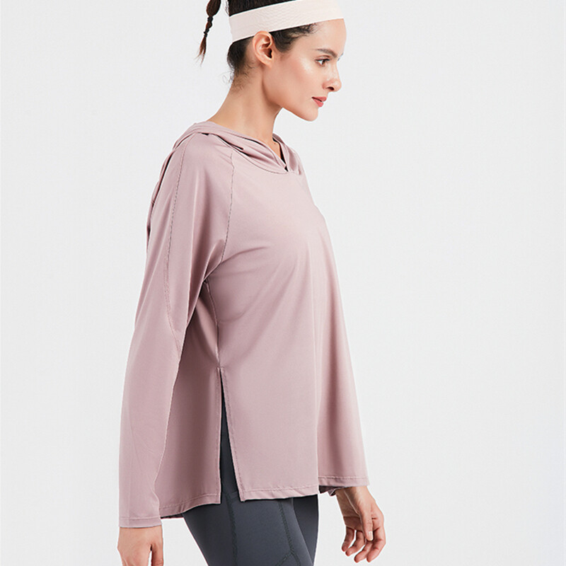 Women Loose Fitness Clothing Breathable Long Sleeved Hooded Sweatshirt Training Running T-shirt Female Gym Yoga Shirt Sports Top