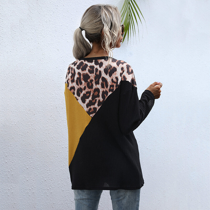 New arrival sweatshirt pullover womens leopard graphic velour sweatshirt