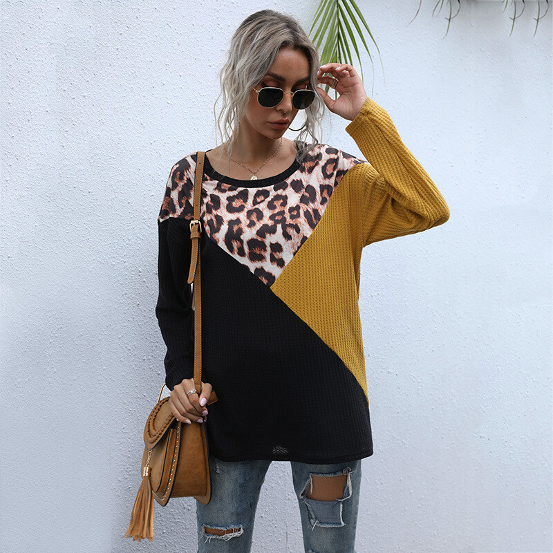 New arrival sweatshirt pullover womens leopard graphic velour sweatshirt