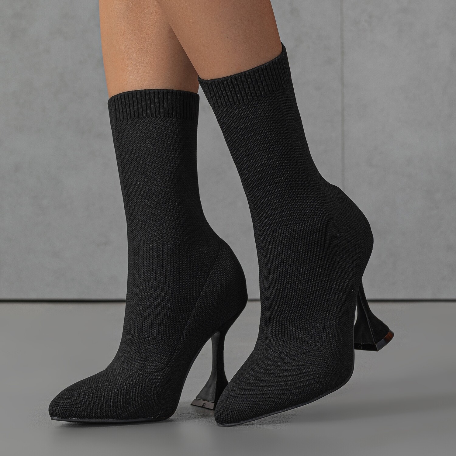 Stretchy Material Botas Dama New Designer  Kitten Heel  Pointy Shoes Women Boots