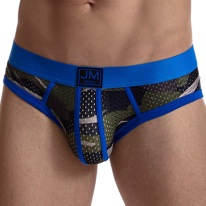 JOCKMAIL Camouflage printing men underwear Transparent Mesh Sexy briefs underpants Low waist boxer Casual shorts
