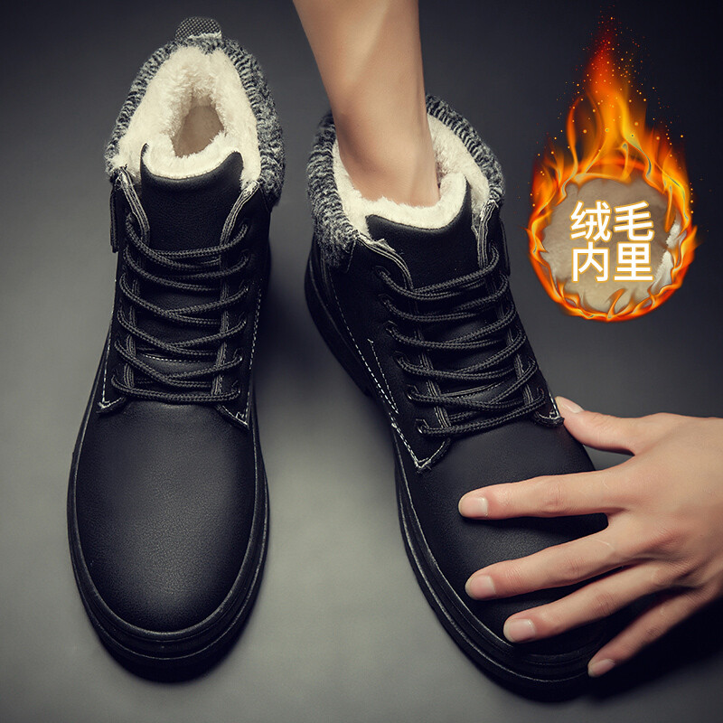 South Pole Antarctic Explorer Canadian RAX Genuine Leather Men Black Martin Boots Fur Lining Fabric Keep Warm Boots Waterproof