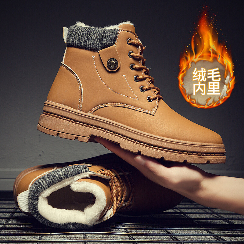 South Pole Antarctic Explorer Canadian RAX Genuine Leather Men Black Martin Boots Fur Lining Fabric Keep Warm Boots Waterproof