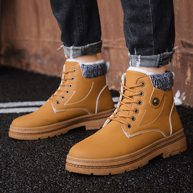 South Pole Antarctic Explorer Canadian RAX Genuine Leather Men Black Martin Boots Fur Lining Fabric Keep Warm Boots Waterproof