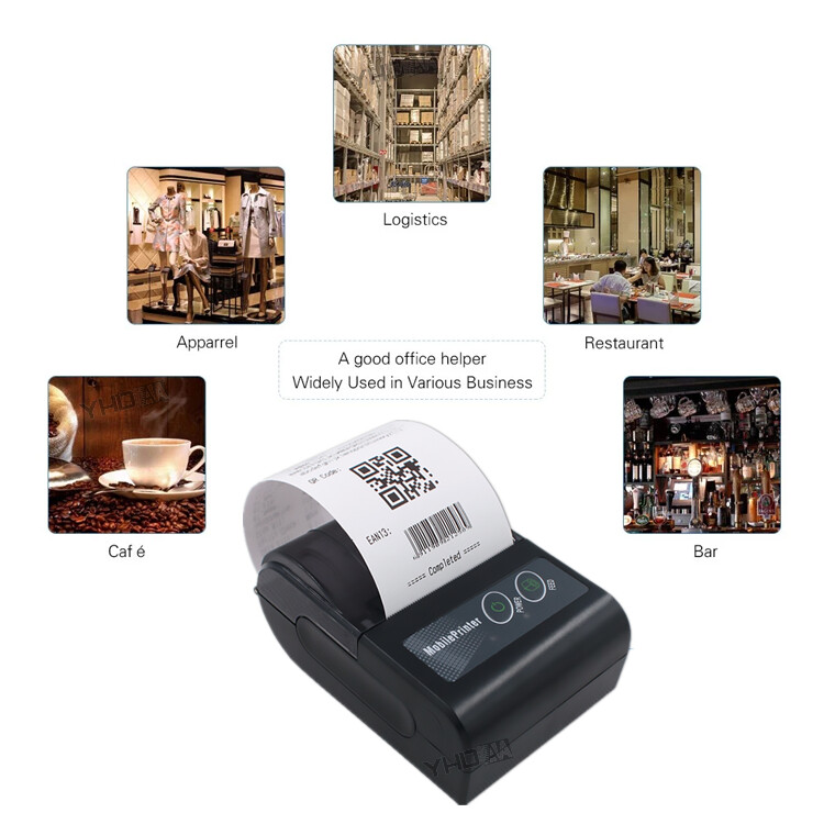 Portable Mini Size Printer Portable Blue tooth Thermal Receipt Printer 58 mm 2 inch Barcode Printing Mobile Printer