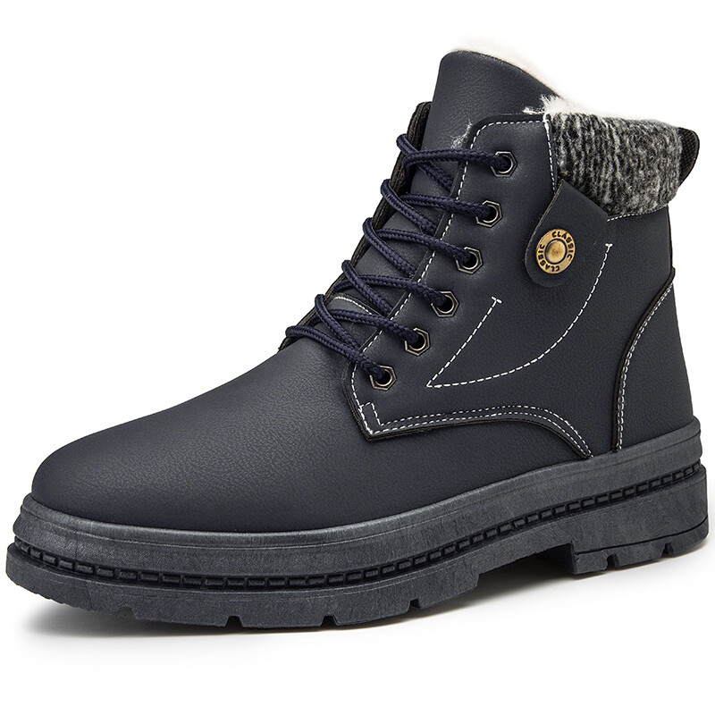 South Pole Antarctic Explorer Canadian RAX Genuine Leather Men Black Martin Boots Fur Lining Fabric Keep Warm Boots Waterproof