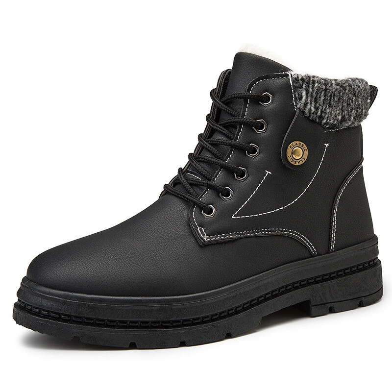 South Pole Antarctic Explorer Canadian RAX Genuine Leather Men Black Martin Boots Fur Lining Fabric Keep Warm Boots Waterproof