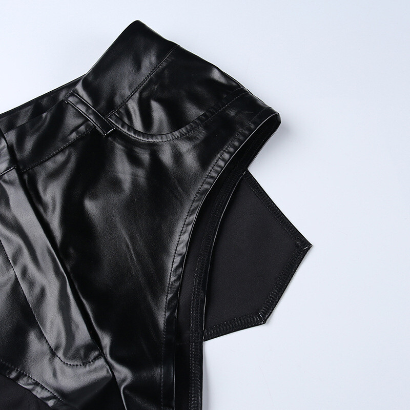 Summer Women&#39;s Shorts  Biker Shorts Hollow Out Black PU Leather Legging Sexy Breathable Biker Shorts For Women