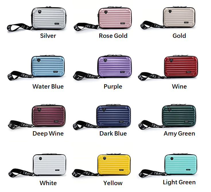 Waterproof Multi pattern hard shell ABS PC makeup cosmetic bag case travel toiletry bag with shoulder straps beauty case