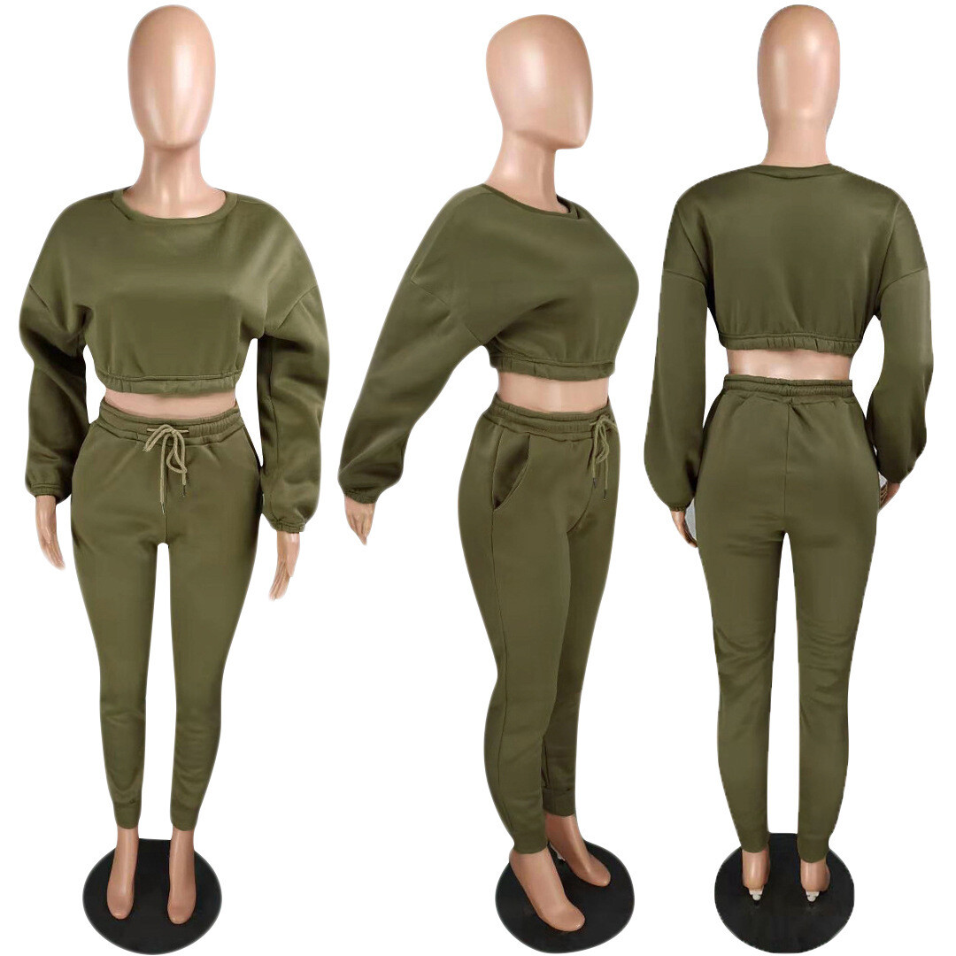 new women cozy luxury tech fleece youth jogger set tracksuit wholesale casual womens clothing crewneck sweatshirt and sweatpants