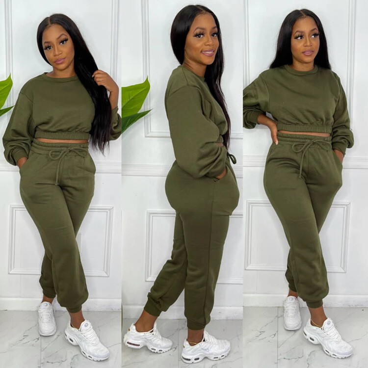 new women cozy luxury tech fleece youth jogger set tracksuit wholesale casual womens clothing crewneck sweatshirt and sweatpants
