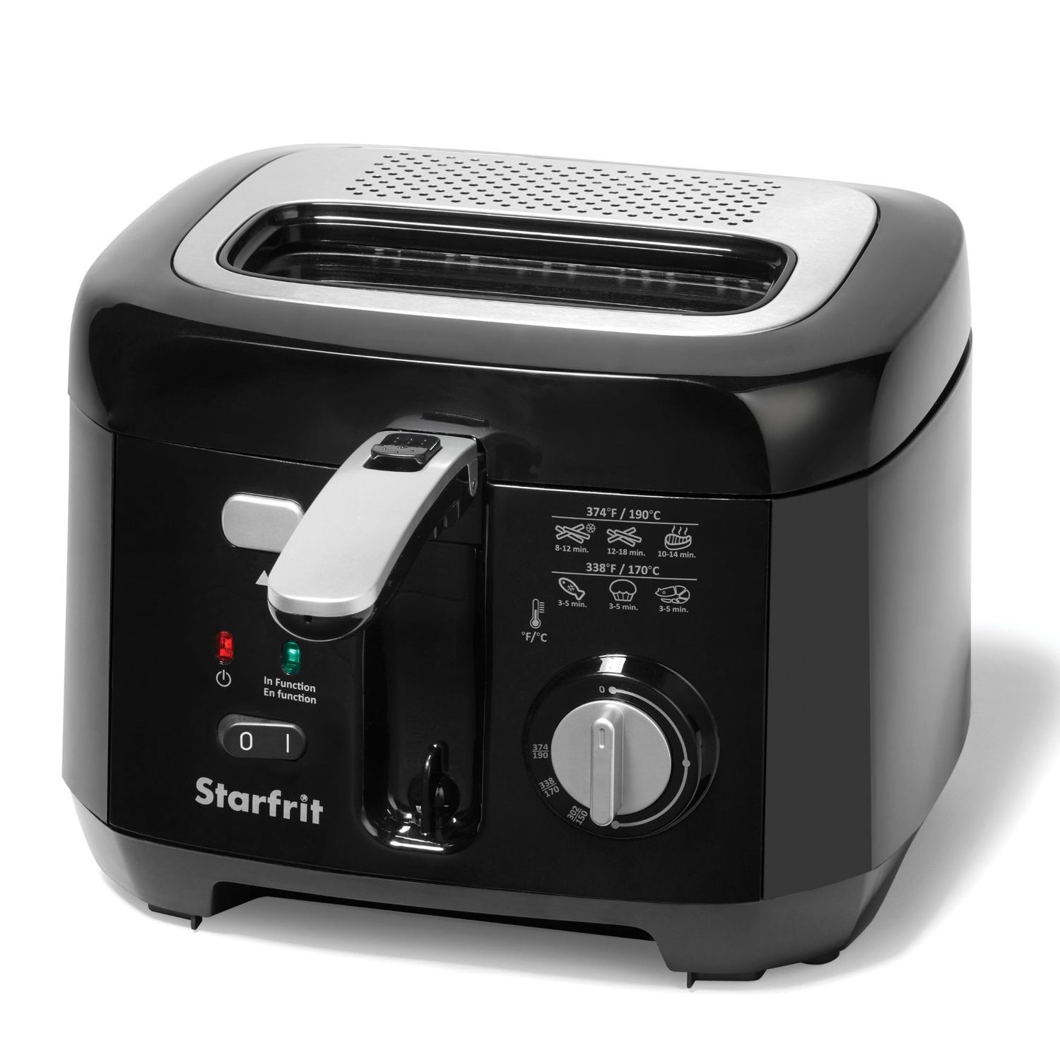 Starfrit 2.5L Oil Fryer with Removable Ceramic Bowl - Adjustable Temperature Control - Magnetic Power Socket and Large Viewing Window