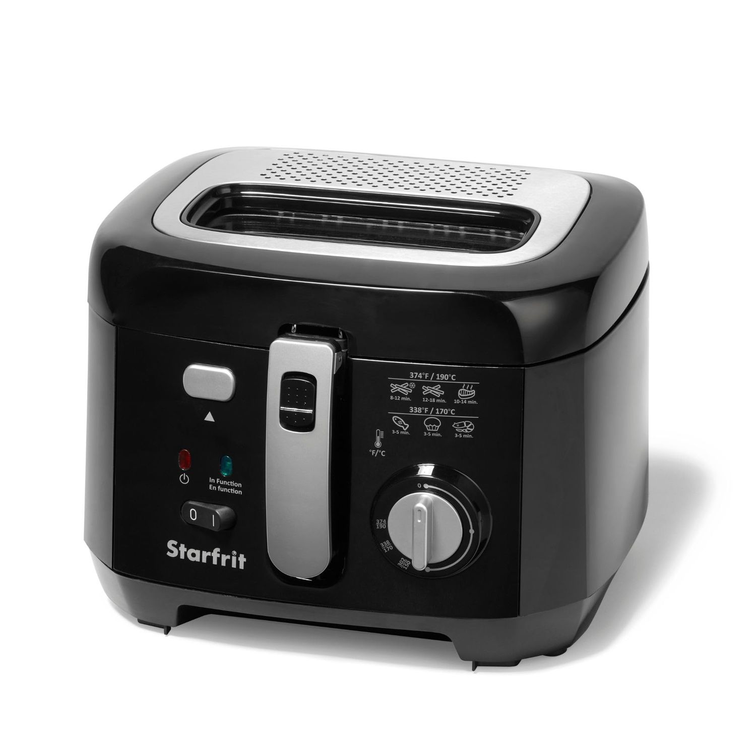 Starfrit 2.5L Oil Fryer with Removable Ceramic Bowl - Adjustable Temperature Control - Magnetic Power Socket and Large Viewing Window