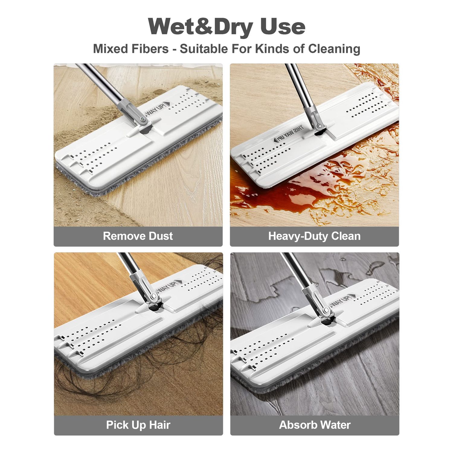 JOYMOOP Mop and Bucket with Wringer Set, Hands Free Flat Floor Mop and Bucket, with 3 Washable Microfiber Mops, Wet and Dry Use, Floor Cleaning System