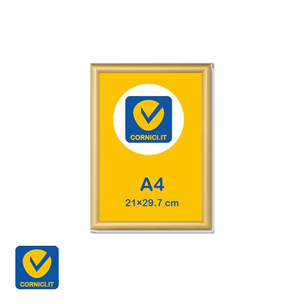 CORNICE A SCATTO DA PARETE | ORO, DIMENSIONE: A4 | 21×29.7 cm, COLORE PROFILO: ORO, STAMPA INCLUSA: NO, TEMPI DI SPEDIZIONE: STANDARD 5-7giorni