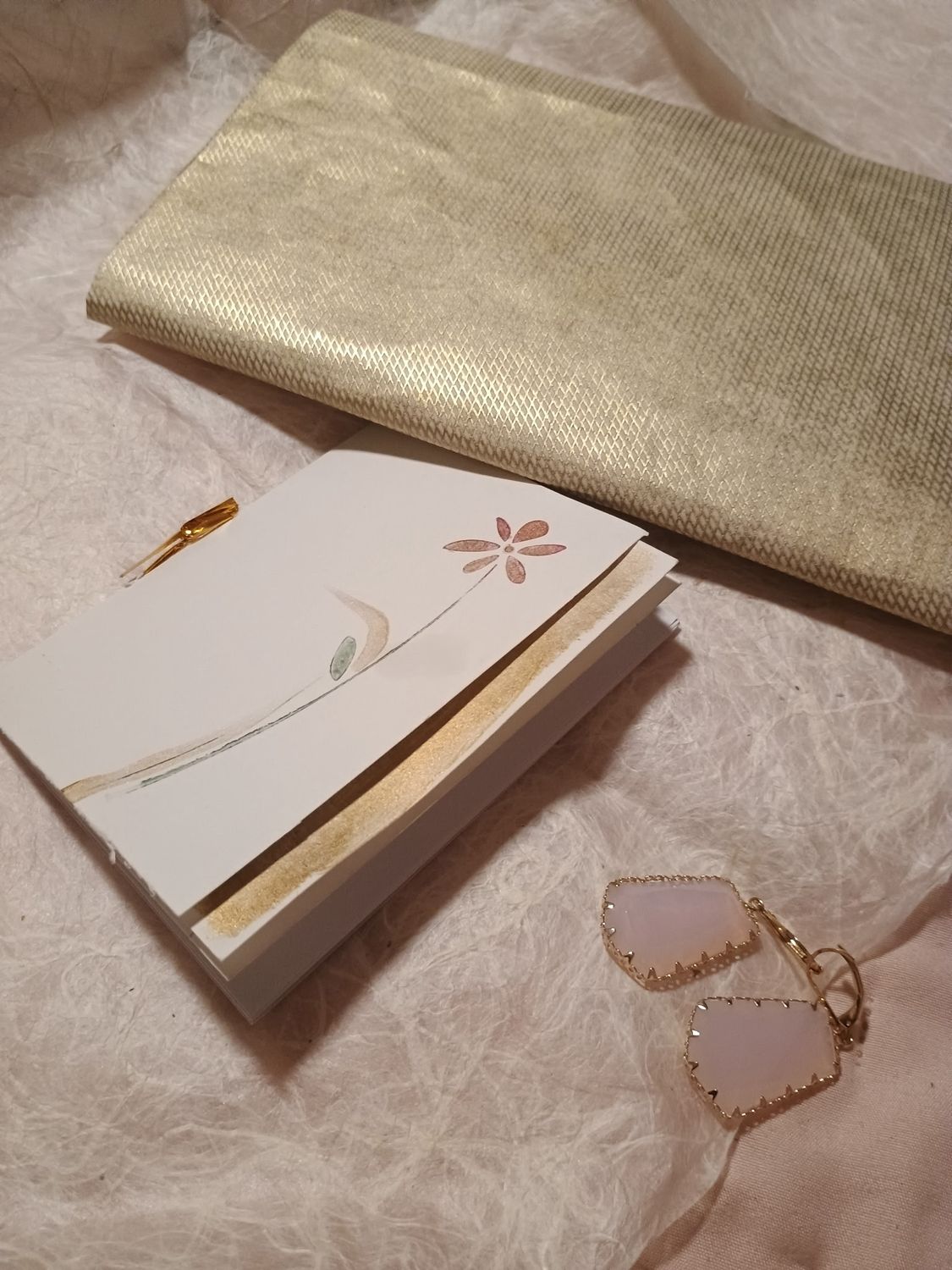 Set of 4 Notebook, Gold Trimmed, Delicate, Feminine,  8 Blank Pages 4&quot;x 6&quot;