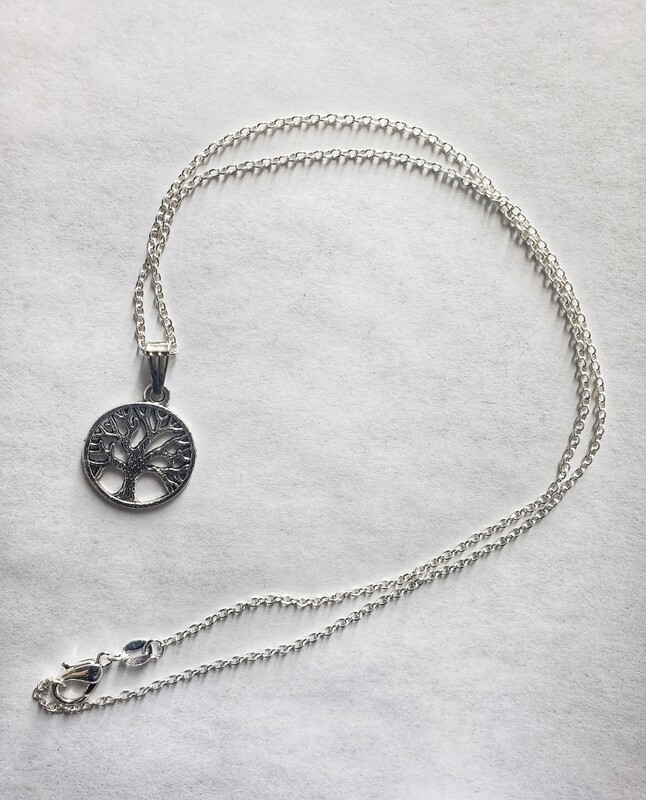 silver necklace with tree of life pendant